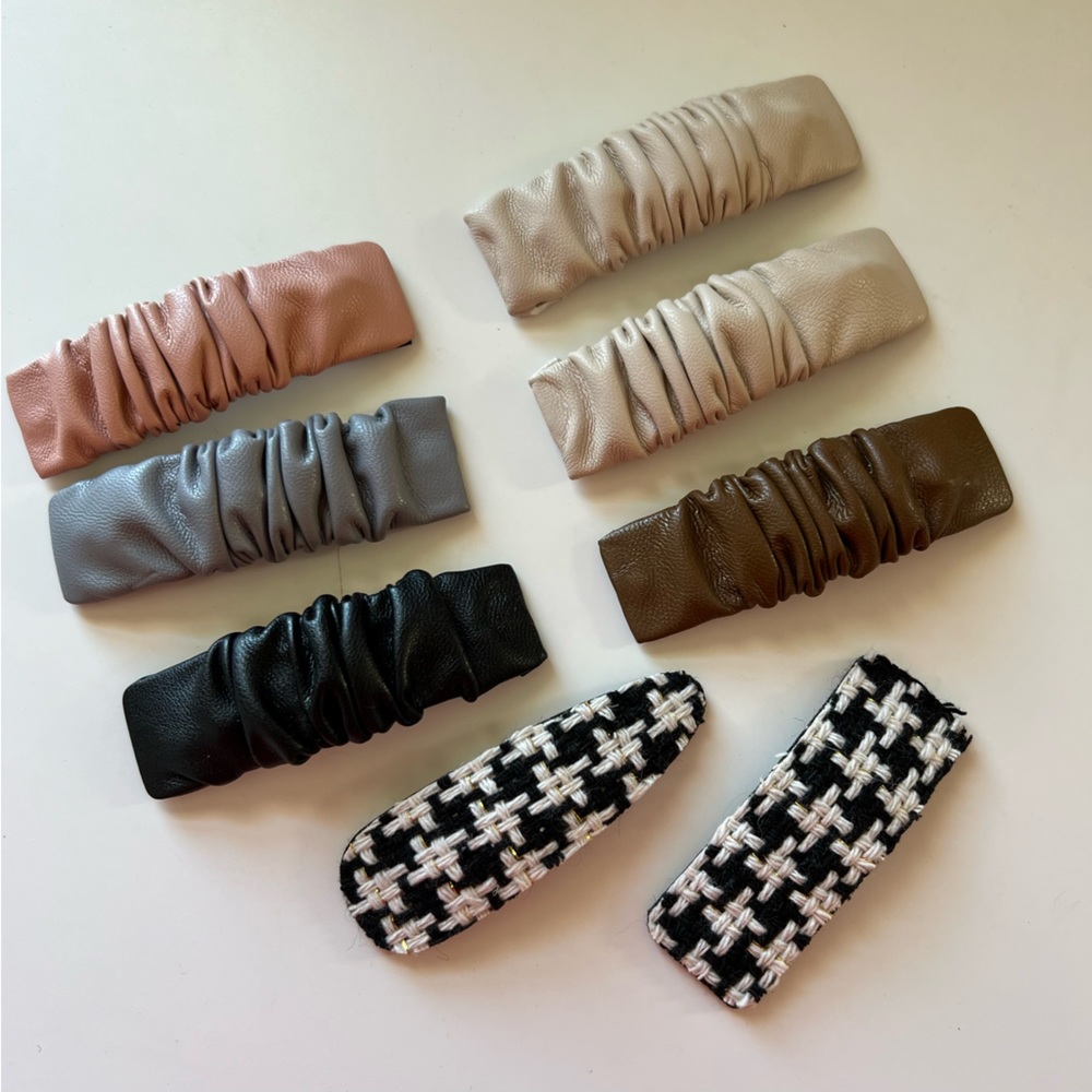 Faux Leather Neutral Clips Barrettes